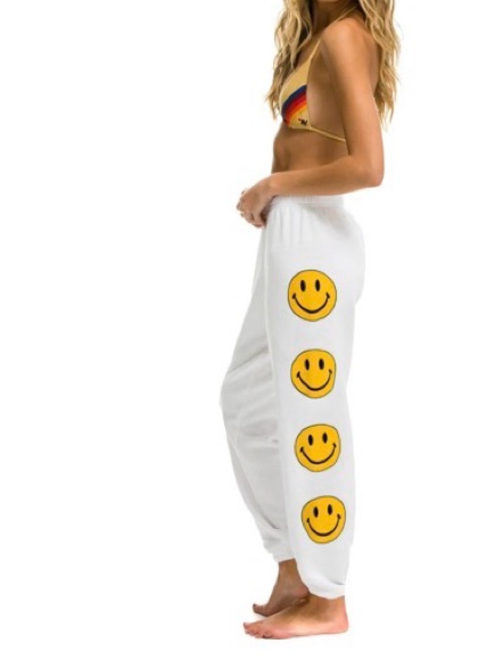 Aviator Nation White Smiley Face 
Light Weight Sweatpants Size Medium